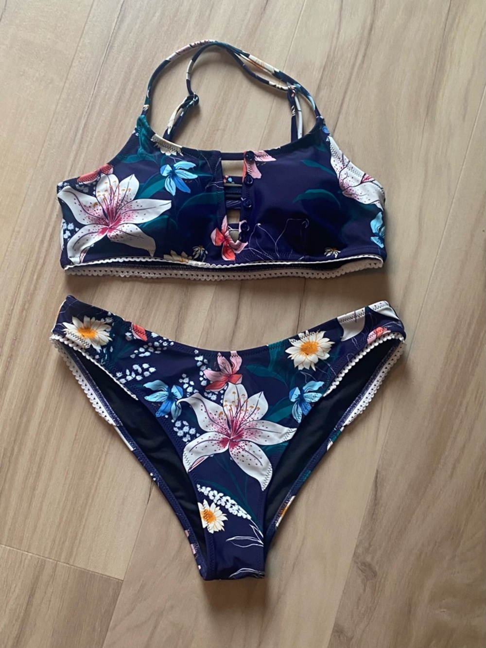 Blue floral bikini